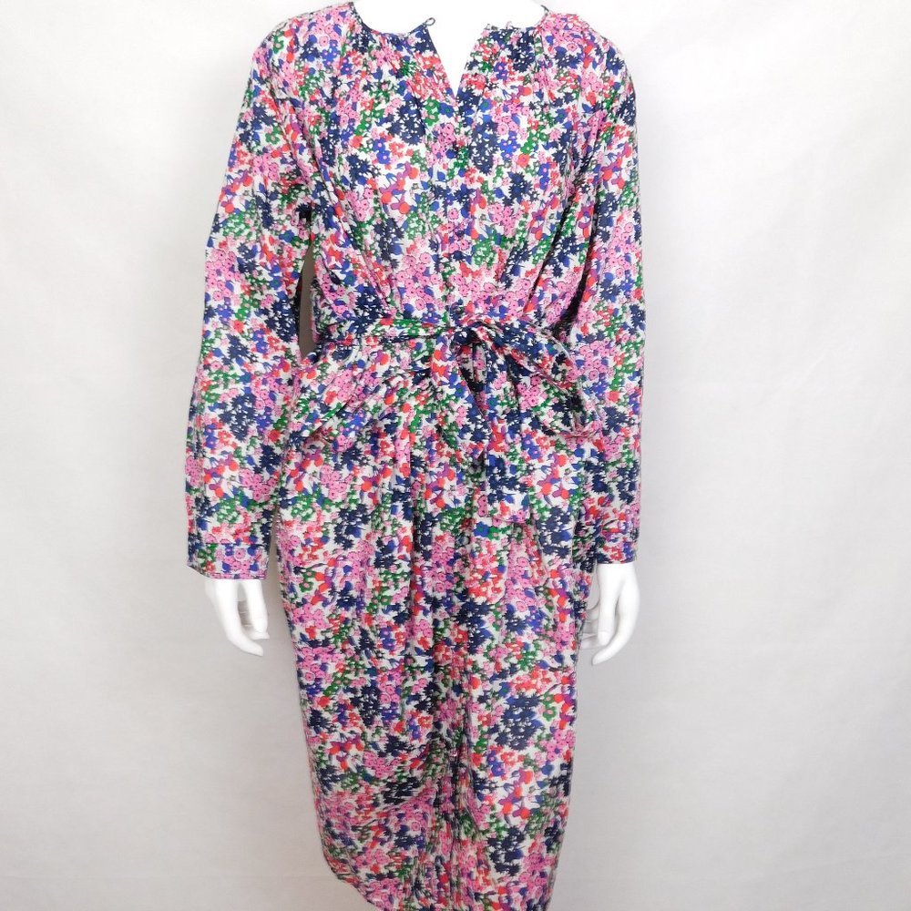 J. Crew Floral Long Sleeve Dress - Pink, Blue, Green